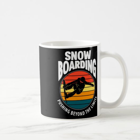 Mug Snowboard Poussant Au-Delà Des Limites Drôle Neige (Droite)