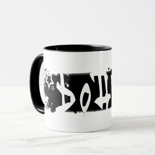 Mug snowboard. rayé. (Devant gauche)