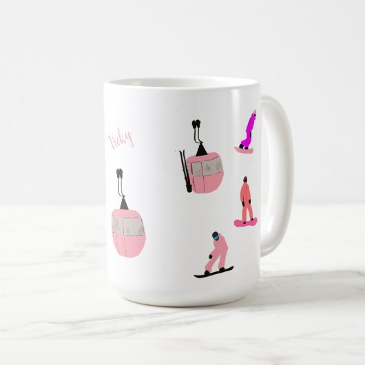 Mug Snowboard rose personnalisé (Devant droit)