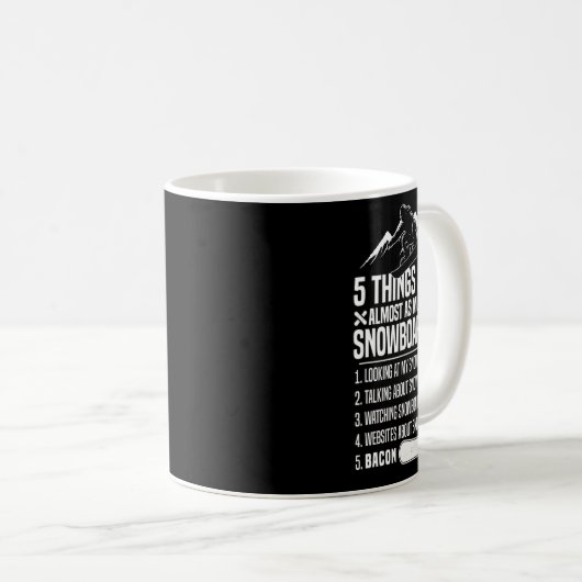 Mug Snowboard Snowboard Bacon 5 choses que j'aime Almo (Devant droit)