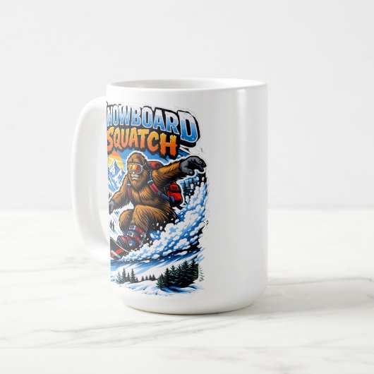 Mug Snowboard Squatch – Funny Bigfoot Snowboarding  (Devant gauche)