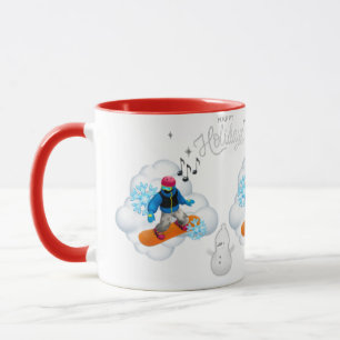 Mug Snowboarden Kerstmis Mok