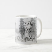 Mug Snowfall Snowflakes Noël noir blanc sketch (Devant droit)