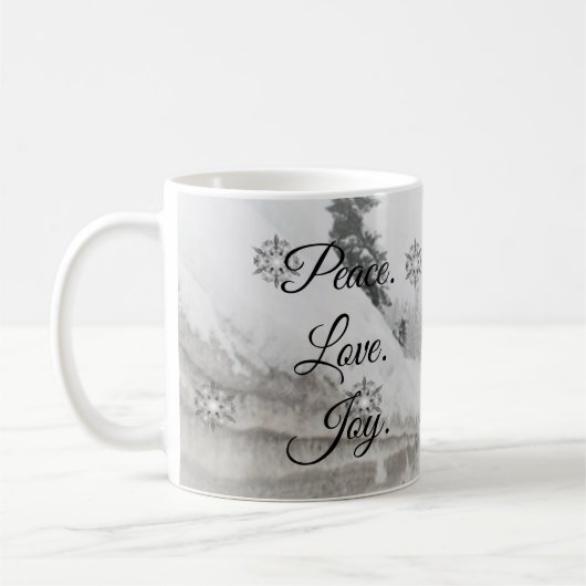 Mug Snowfall Snowflakes Noël noir blanc sketch (Gauche)