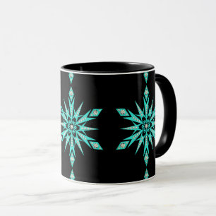 Mug Snowflake milieu du siècle turquoise noir vintage