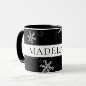 Mug Snowflake noir et blanc (Devant gauche)