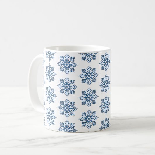 Mug Snowflake Plaid Pattern Blue Holiday (Devant gauche)