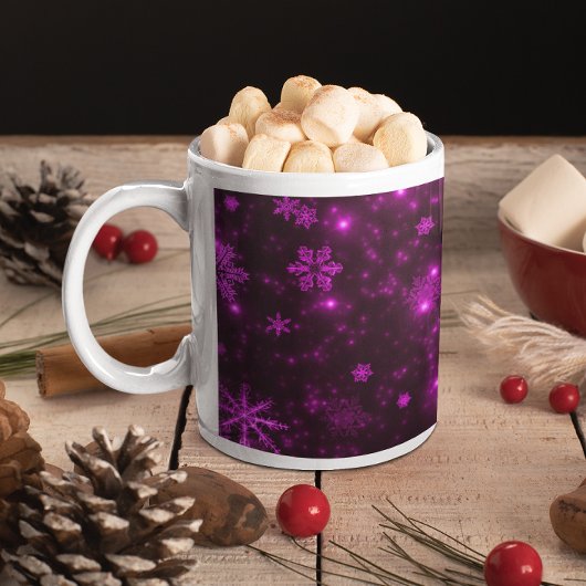 Mug Snowflakes avec Arrière - plan pourpre