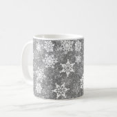 Mug Snowflakes blanc Luxueux gris élégant Noël (Devant gauche)