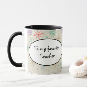 Mug Snowflakes dessinés à la main Arbres de Noël Multi