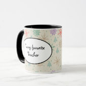 Mug Snowflakes dessinés à la main Arbres de Noël Multi (Devant gauche)