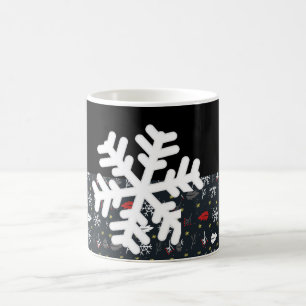Mug Snowflakes et Feuilles de Noël avec dos noir