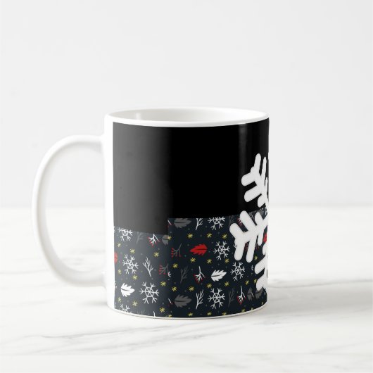 Mug Snowflakes et Feuilles de Noël avec dos noir (Gauche)