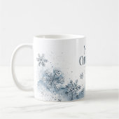 Mug Snowflakes Joyeux Noël Nom personnalisé Bleu (Gauche)