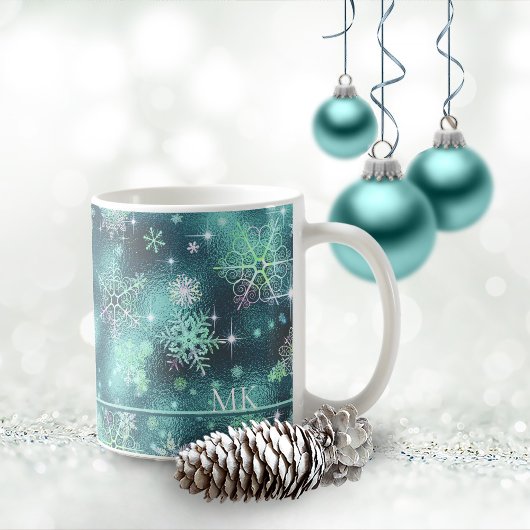 Mug Snowflakes le plus beau Motif ID Turquoise846