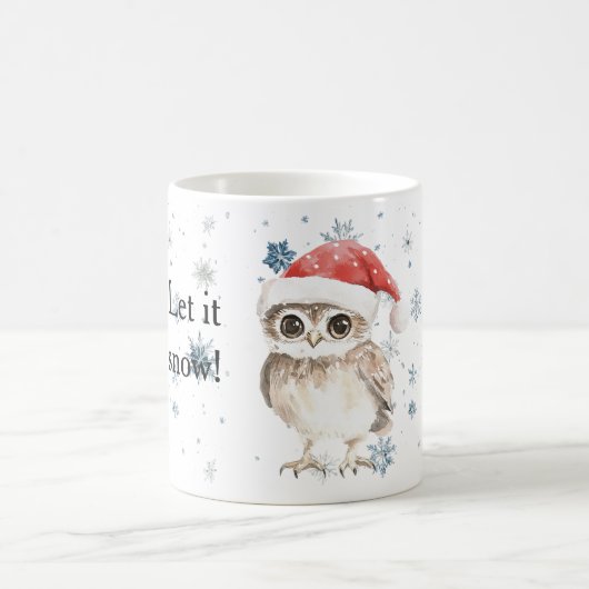 Mug Snowflakes Let it snow Owl Christmas Red Santa Hat (Centre)