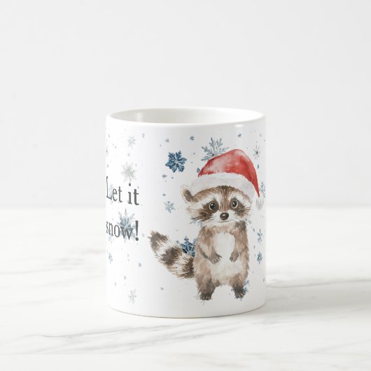 Mug Snowflakes Let it snow Raccoon Christmas Red Hat (Centre)