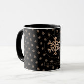 Mug Snowflakes Motif Noir et Or Noël (Devant gauche)