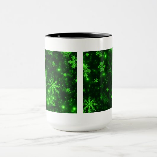 Mug Snowflakes with Green Background (Centre)