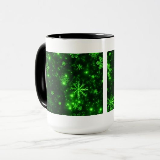 Mug Snowflakes with Green Background (Devant gauche)