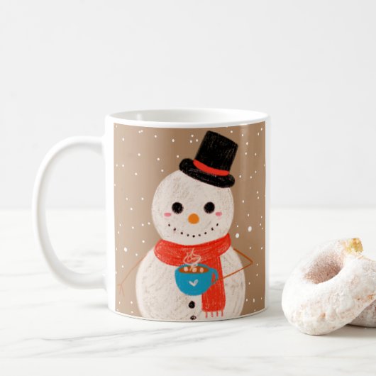 Mug Snowman Avec Chocolat Chaud (Avec donut)