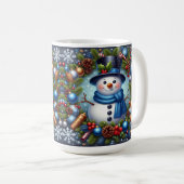Mug Snowman avec ornements de Noël et Pinecones (Devant droit)