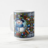 Mug Snowman avec ornements de Noël et Pinecones (Devant gauche)