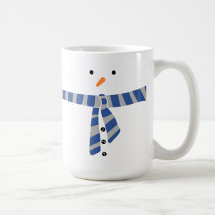 Mug Snowman bleu gris minimaliste hiver Écharpe