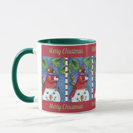 MUG SNOWMAN BODYGUARD, CHRISTMAS CARDINAL REDBIRD (Gauche)