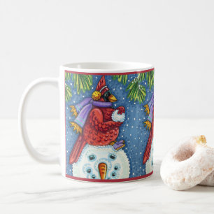 MUG SNOWMAN BODYGUARD, CHRISTMAS CARDINAL REDBIRD