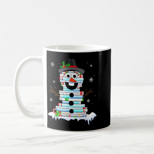 Mug Snowman Book Stack Librarian Book Lover Christmas  (Gauche)
