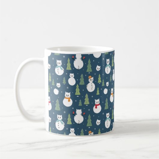 Mug Snowman Cats Motif de vacances (Gauche)
