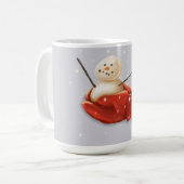 Mug Snowman dans les mitaines rouges neige hivernale (Devant gauche)