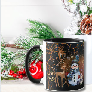 Mug Snowman & Deer Friends Night Tale Custom Christmas
