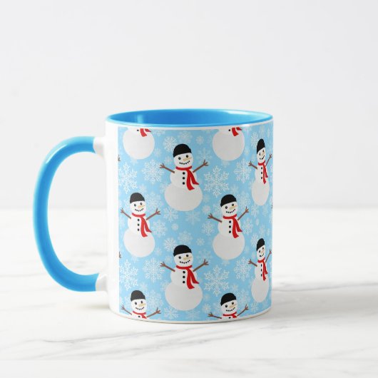 Mug Snowman d'hiver Cute Bleu Noël vacances (Gauche)