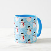 Mug Snowman d'hiver Cute Bleu Noël vacances (Devant droit)