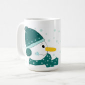 Mug Snowman en Casquette Turquoise et Écarf (Devant gauche)