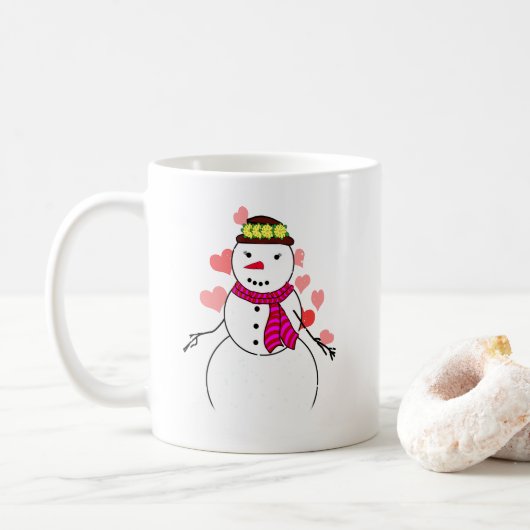 Mug Snowman Little Girl In Love (Avec donut)