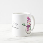 Mug Snowman mignon en rose violet et vert (Devant droit)