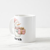 Mug Snowman personnalisé Holding Cadeau Nom personnali (Devant gauche)
