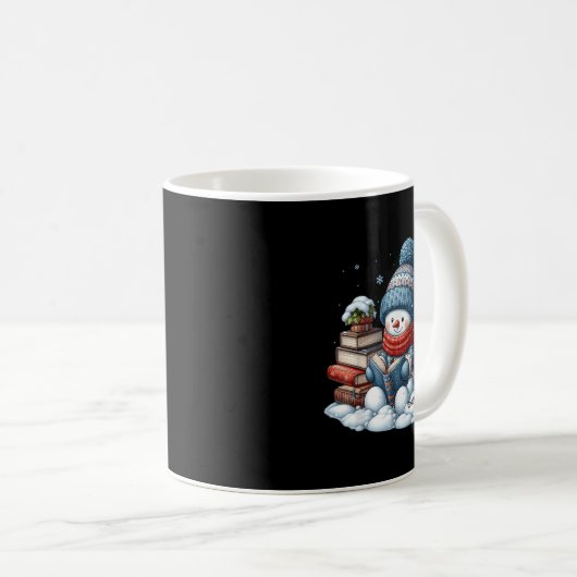 Mug Snowman Reading Books Lovers Librarian Bookworm Ch (Devant droit)