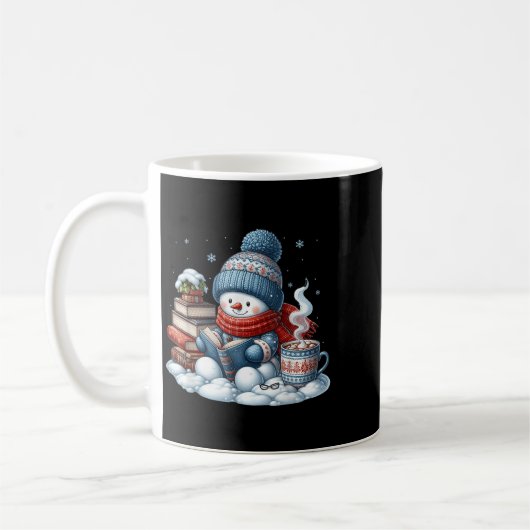 Mug Snowman Reading Books Lovers Librarian Bookworm Ch (Gauche)
