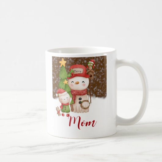 Mug Snowman, Snow Mom Noël personnalisé (Droite)