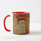 Mug Snowman sur burlap mignon chocolat chaud d'hiver r (Gauche)