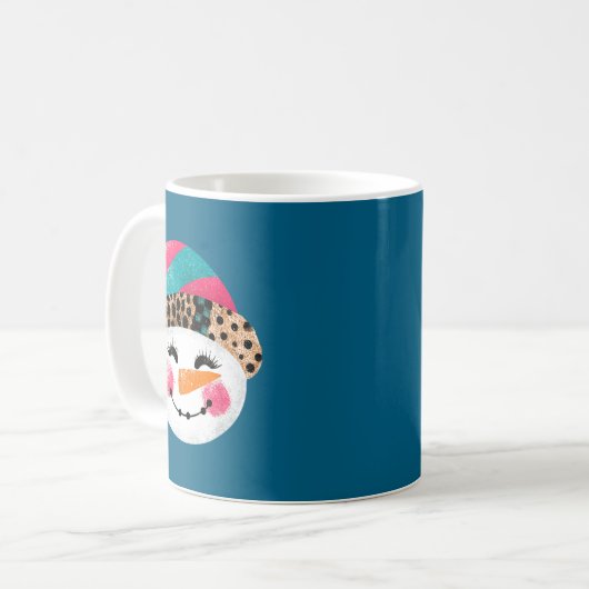 Mug Snowman With Santa Hat And Leopard Pattern  (Devant gauche)