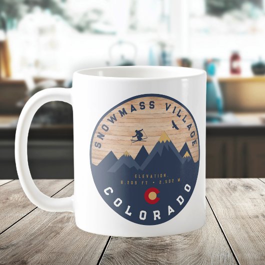 Mug Snowmass Colorado Drapeau Retro Sunset Ski Souveni