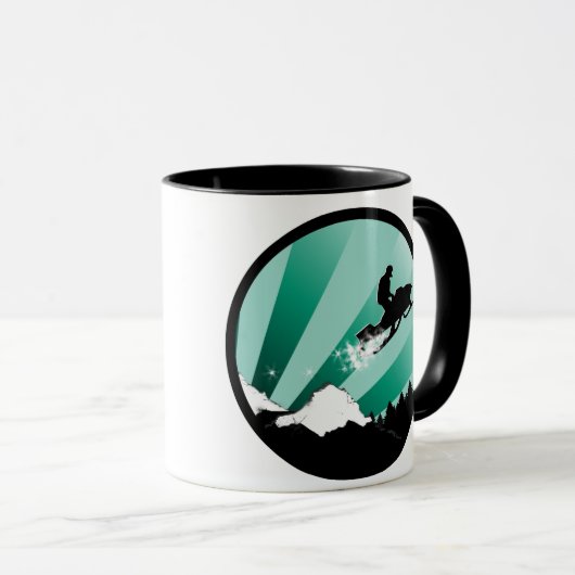 Mug snowmobile. pthalo. cercle (Devant droit)