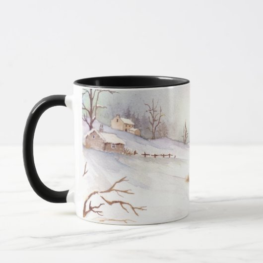 Mug Snowy Bridge Watercolor Landscape (Gauche)
