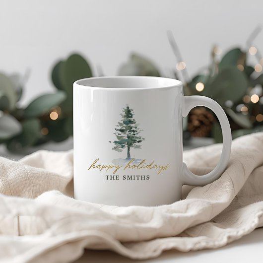 Mug Snowy Christmas Tree Nom personnalisé