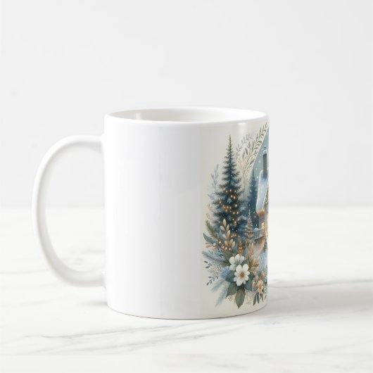 Mug Snowy Cottage Glow Scene (Gauche)